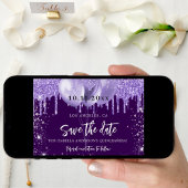 Lila violette Glitzern-Ballons aus Quinceanera Save The Date