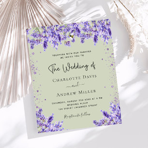 Lila violette grüne florale Hochzeitseinladung