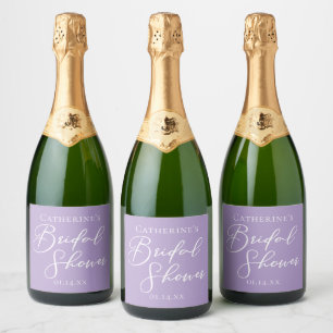 Lila Violette Hochzeitsdusche Party Personalisiert Schaumweinetikett