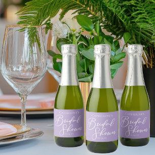 Lila Violette Hochzeitsdusche-Party Personalisiert Schaumweinetikett