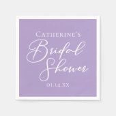 Lila Violette Hochzeitsdusche Party Personalisiert Serviette (Vorderseite)