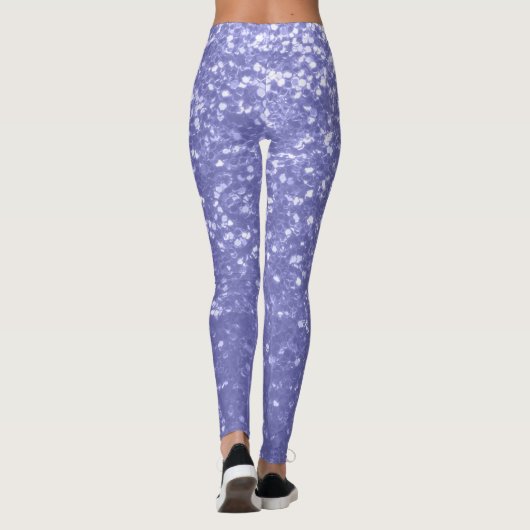 Lila violette Imitate Glitzern Glitzer Ihr Name Leggings (Rückseite)