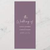 Lila violette, moderne, schlichte Hochzeit Menükarte (Rückseite)