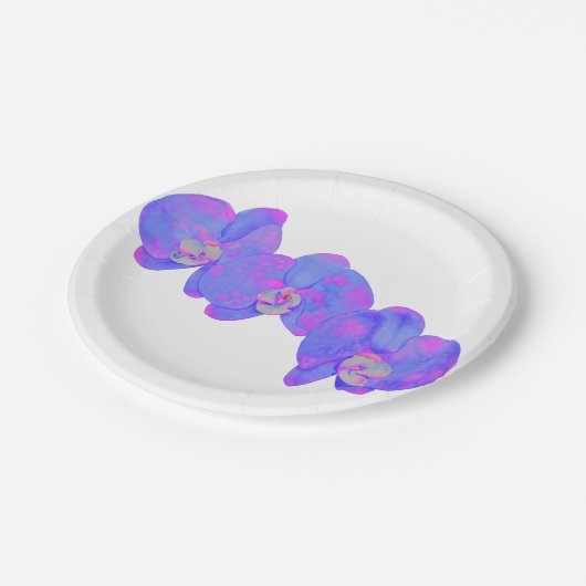 Lila violette Orchideenmalerei Pappteller (Schrägansicht)