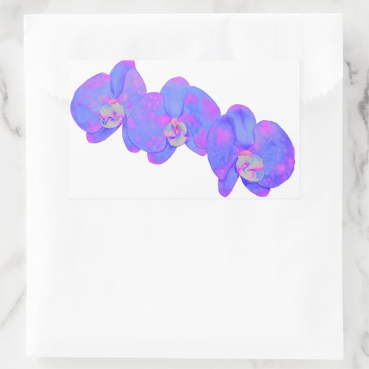 Lila violette Orchideenmalerei Rechteckiger Aufkleber (Tasche)