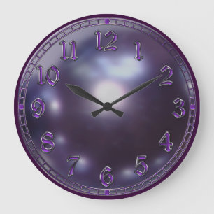 Lila, violette Perle Große Wanduhr