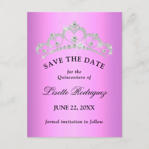Lila violette Quinceanera-Save-the-Date-Karte Postkarte