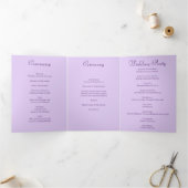 Lila violette Rosen Hochzeitsprogramme Dreifach-gefaltete Programmkarte (Innenseite)