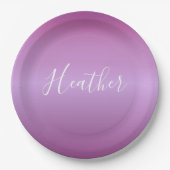 Lila Violette und benutzerdefiniertes weißes Skrip Pappteller (Vorderseite)
