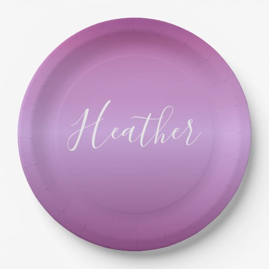 Lila Violette und benutzerdefiniertes weißes Skrip Pappteller (Vorderseite)