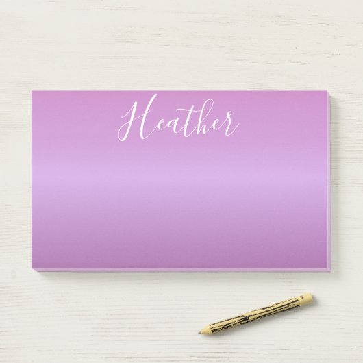 Lila Violette und benutzerdefiniertes weißes Skrip Post-it Klebezettel (Auf Schreibtisch)