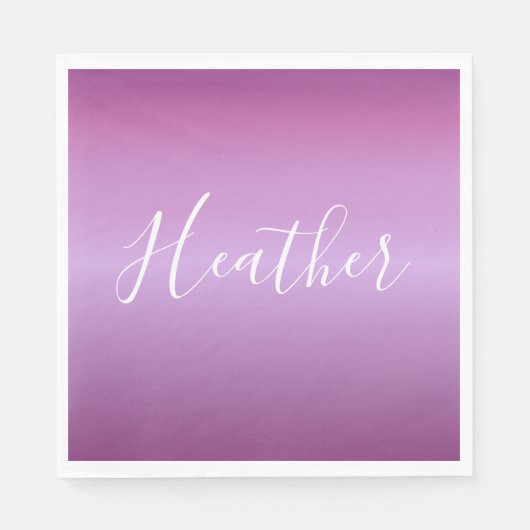 Lila Violette und benutzerdefiniertes weißes Skrip Serviette (Vorderseite)
