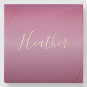 Lila Violette und benutzerdefiniertes weißes Skrip Steinuntersetzer