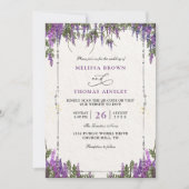 Lila Violette Wasserfarbe Budget QR Code Hochzeit Einladung (Vorderseite)