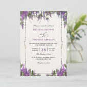 Lila Violette Wasserfarbe Budget QR Code Hochzeit Einladung (Stehend Vorderseite)