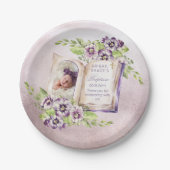 Lila Violetten Arched Foto Einzigartige Taufe Pappteller (Vorderseite)