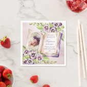 Lila Violetten Arched Foto Einzigartige Taufe Serviette (Beispiel)