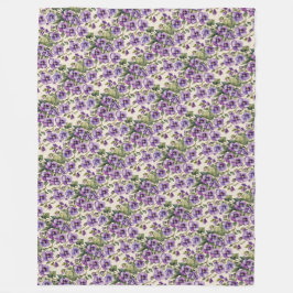 Lila Violetten auf Weiß Fleecedecke