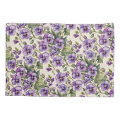 Lila Violetten auf Weiß Kissenbezug (Rückseite)