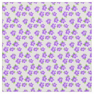 Lila Violetten auf weißem Blumenmuster der Blume Stoff