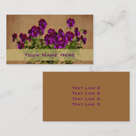 Lila Violetten florale Kunst-Visitenkarte Visitenkarte (Vorne/Hinten)