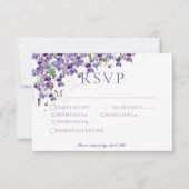 Lila Violetten Hochzeitsessen RSVP Karte (Vorderseite)