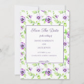 Lila Violetten Save the Date Einladung (Vorderseite)