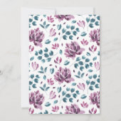 Lila Violetteppiche Wasserfarbenhochzeiten Einladung (Rückseite)