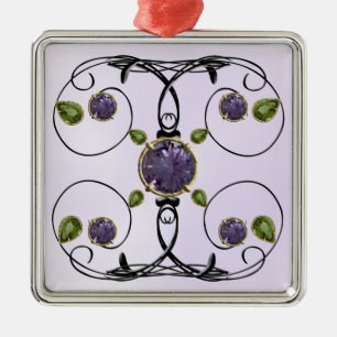 Lila, violetter Edelstein-Entwurf Silbernes Ornament