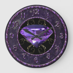 Lila, violetter Edelstein Große Wanduhr