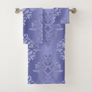 Lila Violetter Farbverlauf Florales Damastdruck-Mu Badhandtuch Set