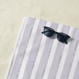 Lila Violetter Funkelnde Glitzer Streifen   Strandtuch