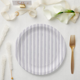 Lila Violetter Glitter Streifen Braut-  Pappteller