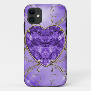 Lila, violetter Herz-Edelstein Case-Mate iPhone Hülle