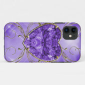 Lila, violetter Herz-Edelstein Case-Mate iPhone Hülle (Rückseite (Horizontal))