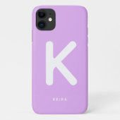 Lila violetter Monogramm-Handyhülle Case-Mate iPhone Hülle (Rückseite)