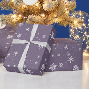 Lila Violetter Schneeblumen Schnee Winter Feiertag Geschenkpapier