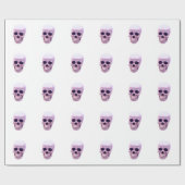 Lila violetter weißer Pop Art Skull Wrapping Paper Geschenkpapier (Flach)