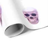 Lila violetter weißer Pop Art Skull Wrapping Paper Geschenkpapier (Rolleneckpunkt)