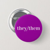 Lila violetter weißer Pronoun-Knopf Button (Vorne & Hinten)
