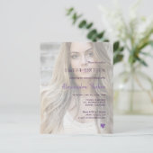 Lila violettes Foto 16 . Geburtstag laden ein (Stehend Vorderseite)