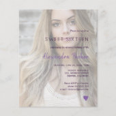 Lila violettes Foto 16 . Geburtstag laden ein Flyer (Vorne)