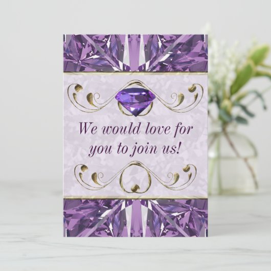 Lila, Violettes Gem Einladung (Stehend Vorderseite)