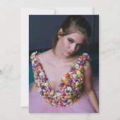 Lila violettes geometrisches FotoQuinceñera Einladung (Rückseite)