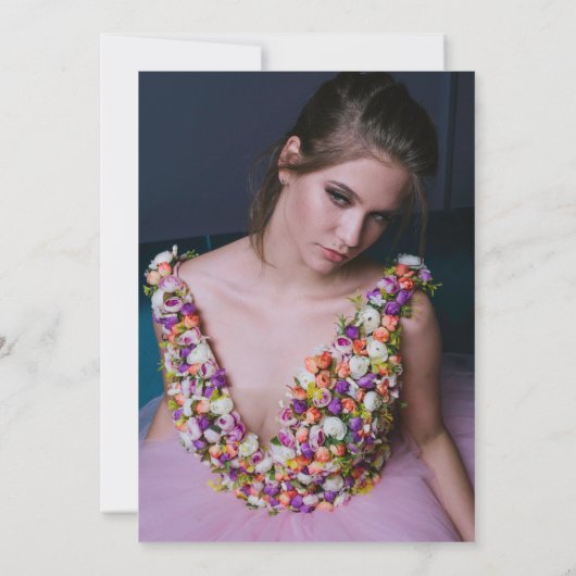 Lila violettes geometrisches FotoQuinceñera Einladung (Rückseite)