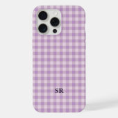 Lila violettes Gingham-Monogramm für Lehrerinnen p iPhone Hülle (Rückseite)