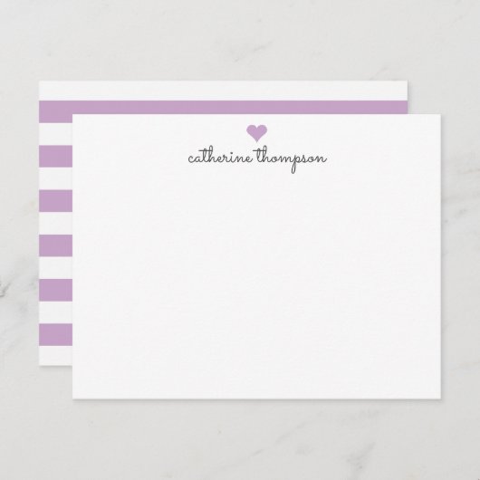 Lila violettes Herz Feminine Skript Mitteilungskarte (Vorne/Hinten)