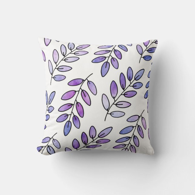 Lila Violettfarben-Blätter Kissen (Vorderseite)