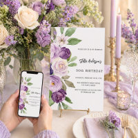 Lila Violettfloralen Geburtstag
