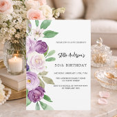 Lila Violettfloralen Geburtstag Einladung